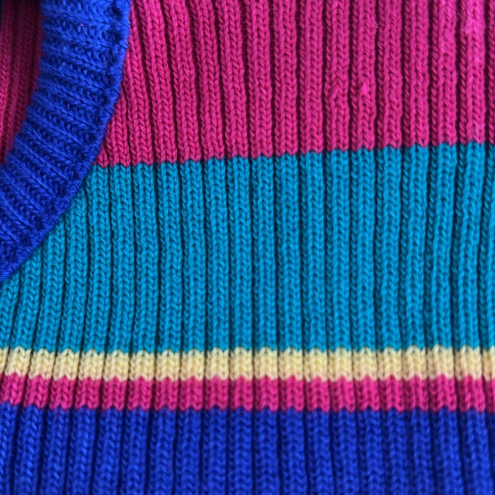 🌞 Kim Rogers colorful striped short sleeve round neck ribbed sweater women M - Picture 14 of 16